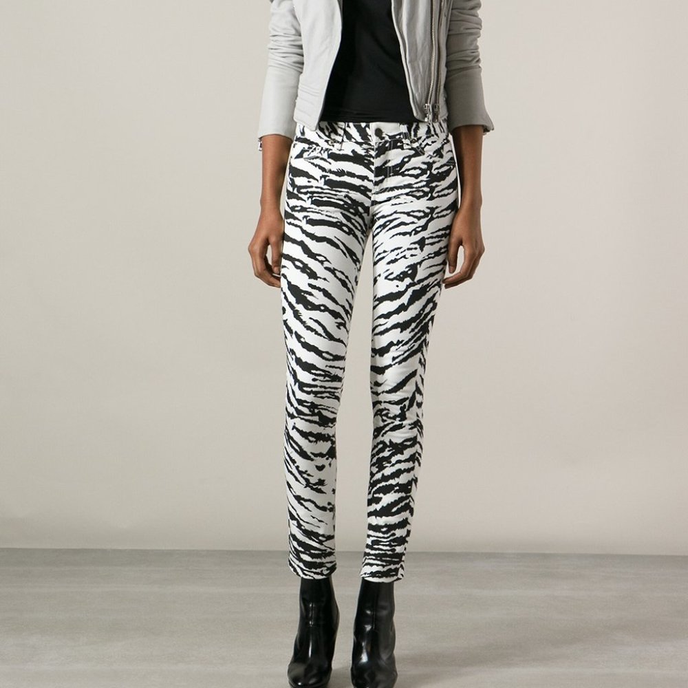 Saint Laurent Zebra Print Skinny Jeans